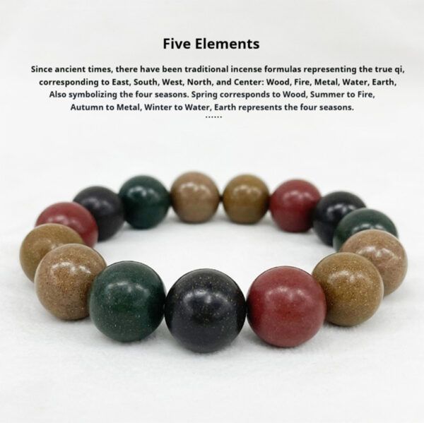 Artisanal Five-Elements Fragrance Bead Bracelet in Natural Ingredients